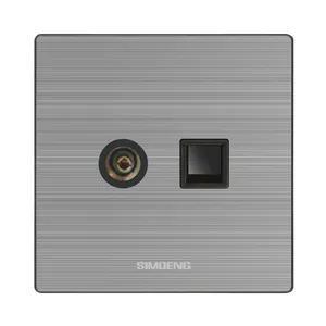 simioeng/ X7不锈钢拉丝银有线电视插座 墙壁电源插座