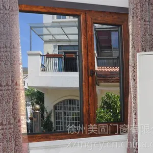 欧堡诺铝木安全防护门窗65断桥木纹内开门窗