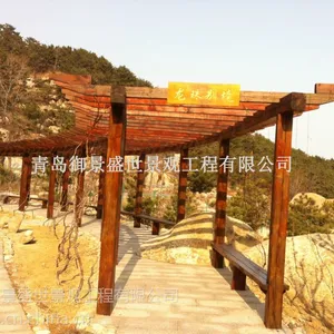 青岛户外防腐木廊架 公园景观花架葡萄架 车棚花架