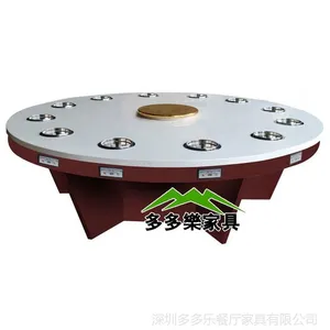 直销火锅桌圆桌 仿大理石火锅桌 白色大理石圆桌 电磁炉火锅餐桌