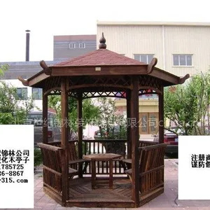 供应碳化木亭子、六角亭、木亭子、别墅亭子