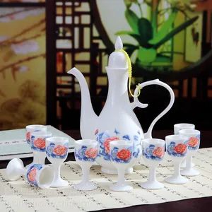 供应凤卜 红牡丹 白酒杯陶瓷酒具套装