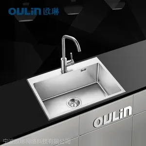 供应【***】欧琳水槽304不锈钢手工槽 单槽套餐OLWGZ6100A加厚包邮
