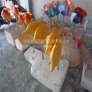 供应海洋生物造型|七彩鱼玻璃钢雕塑|小鱼儿逼真雕塑