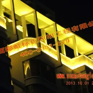 专业设计户外亮化效果图,楼顶发光大字,大型显示屏工程