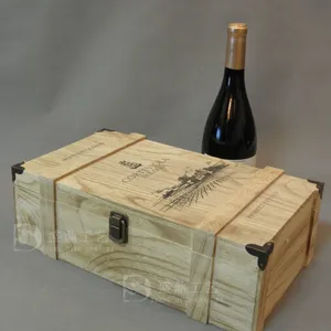 碳化复古酒盒/红酒盒红酒木盒/葡萄酒盒/包角/定做批发双支木盒