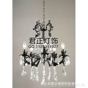 供应厂家定制美式乡村复古吊灯/欧式铁艺蜡烛水晶灯
