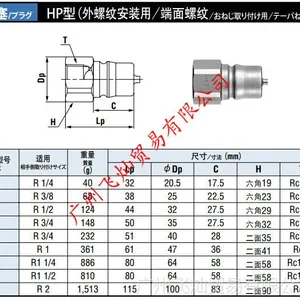 日东工器NITTO接头2HP 3HP 4HP 6HP 8HP 10HP 12HP 16HP正品保证