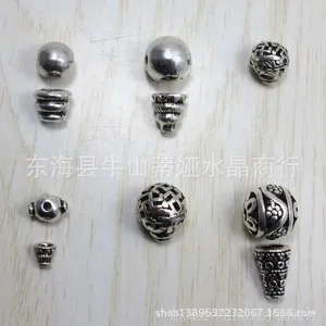 供应DIY藏银饰品配件 三通佛头佛塔 镂空古银三通隔珠批发