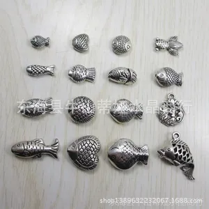 供应DIY藏银饰品配件 藏银小鱼 心形、镂空鱼隔珠 批发
