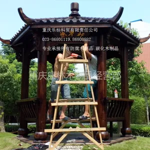 供应重庆乐标定制防腐木花架葡萄架 碳化木大门 六角凉亭厂家定做拱桥