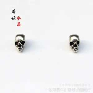 供应复古饰品DIY配件藏银配件骷髅头鬼头横孔大孔珠串珠批发
