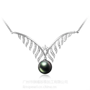 供应天然大溪地海水珍珠项链【18k白金】,可定制成925银