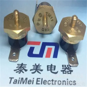 TM22螺纹六角铜头温控器 带螺纹杆温度开关 六角铜头热保护器