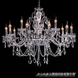 中山古镇厂家供应定制非标清光玻璃弯管水晶吊灯具 蜡烛水晶灯