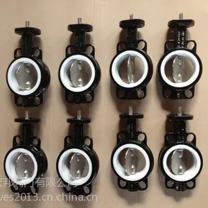 供应铸铁对夹式双半轴衬四氟密封座工业蝶阀