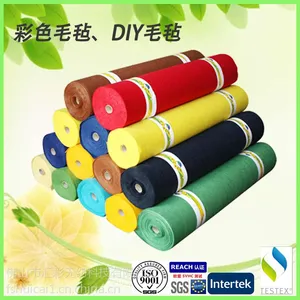 广东汇彩批发彩色毛毡布,弹性好、粘性好的彩色无纺布,不织布背景墙,量大***