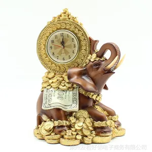 欧式时尚客厅泰国***大象台座时钟表创意家居摆件树脂工艺装饰品