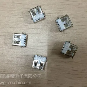 现货供应全铜USB插座AF母座2.0大4PIN卧式90度直插直脚13.7mm长