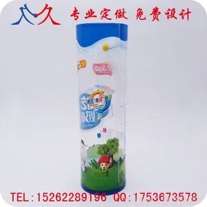 厂家定制PVC零食上下盖胶印卷边带拎手圆筒 ***食品塑料包装盒