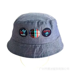 勇发服饰 儿童纯棉贴布绣正反面两用遮阳边帽工厂订做订制