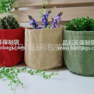 供应义乌麻布袋厂 批发小花盆麻袋 黄麻袋 麻布手提袋 定做麻布束口袋