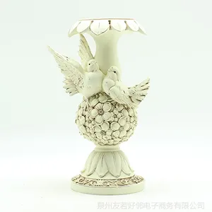 欧式复古情侣和平鸽子蜡烛台灯创意家居婚庆摆件树脂工艺装饰礼品