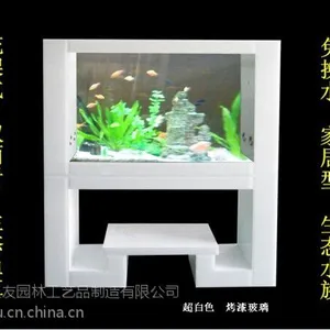 超白烤漆玻璃免换水生花架屏***族箱
