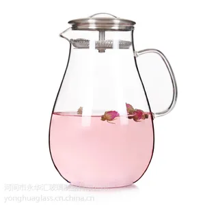 大容量玻璃冷水壶/花茶壶厂家直销/手工定制耐热玻璃花茶壶/水滴壶/冷水壶