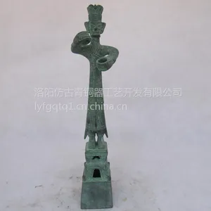 青铜立人像 龙鼎青铜器复古工艺品 三星堆青铜面具全套 飞人摆件