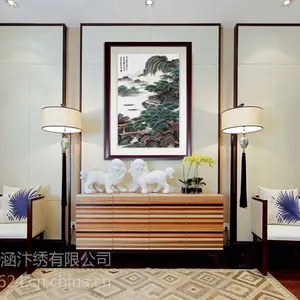 一涵汴绣纯手工刺绣唐寅山水