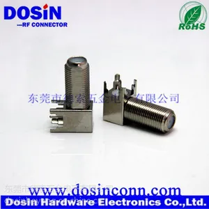 供应28mm长全铜F-KWE有线电视连接器 弯头四脚焊板F母头