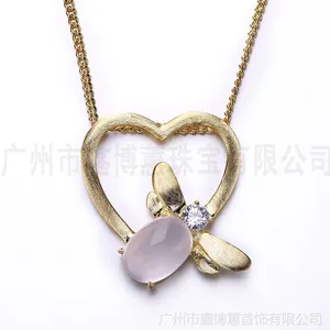925纯银饰品 天然粉晶项链 广州鑫博蕙厂家定制 公司年会礼品 银