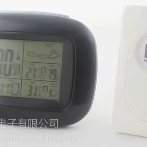 供应LCD电波钟万年历,室内外温度(RF)气象电波钟