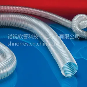 供应德国NORRES诺锐PUR INOX330MHF-AS卫生级耐磨损抗静电高伸缩性不锈钢钢丝PU管