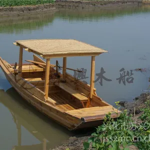 双桨手划木船 5米旅游观光单蓬船 水乡景区观光木船 款式可定制