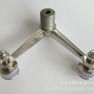 304不锈钢点支式驳接爪 玻璃幕墙雨棚配件安装抓120型两爪90度套