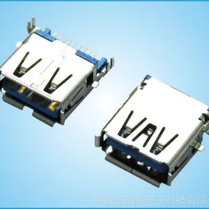 硕凌供应车载连接器 USB3.0 A母沉板式 SMT鱼叉脚 量大从优