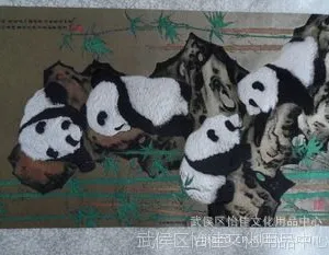蜀锦蜀绣 步步高升熊猫蜀锦卷轴 成都特色礼品 商务礼品 批发