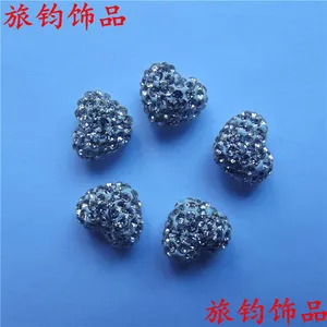 义乌DIY饰品配件青岛心形软陶钻球