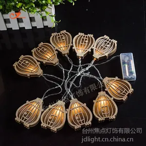木质南瓜灯串 复古装饰灯 LED灯串带电池盒暖白光 3V 5号电池AA