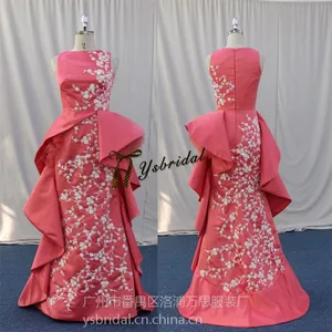 韩版缎面蕾丝收腰长款小拖尾新娘婚纱敬酒礼服宴会晚礼服演出服