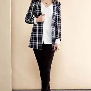 欧美复古黑白格西服上衣