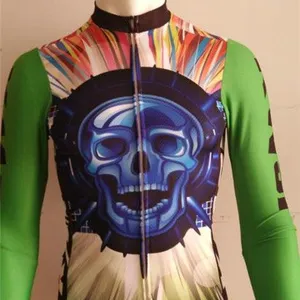 康美KM21秋装新款骷髅头骑行服长袖 骑行速干服时尚个性定制