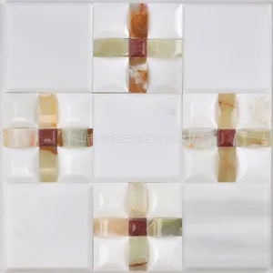 白玉马赛克 CHA021 三维四度玉石马赛克背景墙