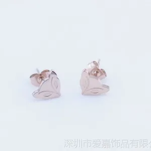 聪明的狐狸耳针 玫瑰金真金电镀 钛钢厂家加工生产定做 卖家包邮
