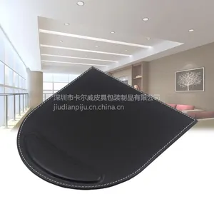 卡尔威供应办公皮具用品鼠标垫圆形皮革护腕鼠标垫皮质滑鼠垫定制