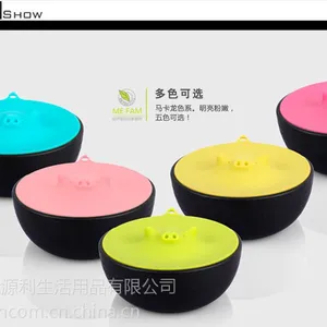 米梵硅胶保鲜碗盖 密封杯盖 防尘防串味环保碗盖 创意可爱游泳猪