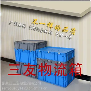 三友可堆式蓝色塑料周转箱加厚仓储物料整理箱物流箱厂家直销
