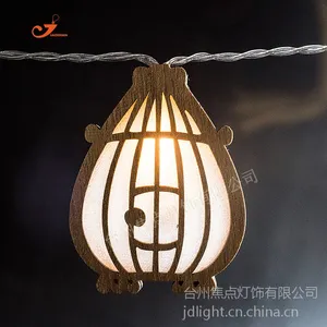 木质南瓜灯串 复古装饰灯 LED灯串带电池盒暖白光 3V 5号电池AA